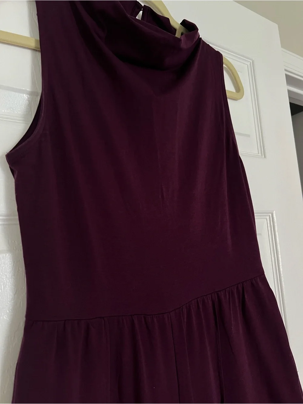 ‼️EUC: Pact Organic Women’s Plum Fit & Flare Cowl Neck Jumpsuit - S - Picture 5 of 9